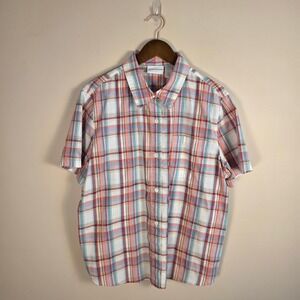 Alfred Dunner Embroidered Button Up Shirt Womens 20 Multicolor Plaid Short Sleev